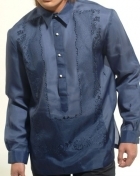 Men's Barong Navy Blue Jusi fabric 100445 Navy Blue Men's Barong Navy Blue Jusi fabric 100445 Navy Blue